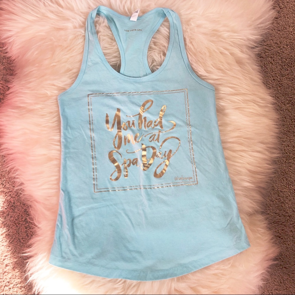 “You had me at Spa Day” racer back tank top
